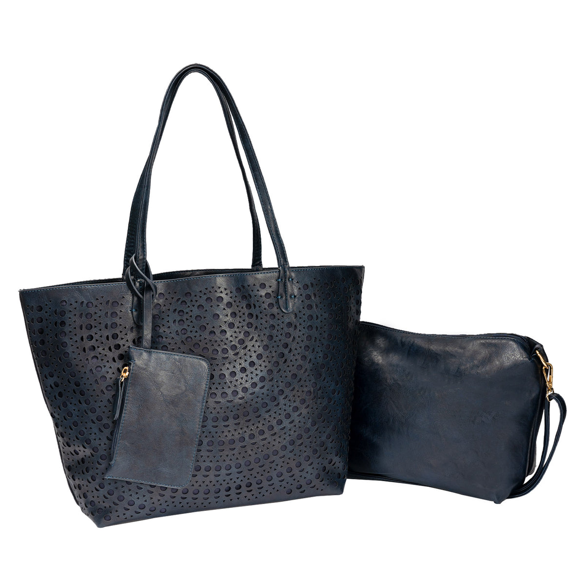 LAVAWA Concealed Carry Leopard Pattern Studs Hobo Wallet Shoulder Handbag Purse Set 2pcs, Black