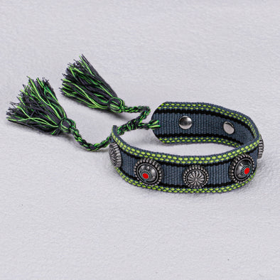 Handmade Braided Concho Adjustable Tassel Bracelet Gift