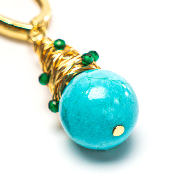Lavawa Handmade Natural Turquoise Rhinestone Crystal Earrings