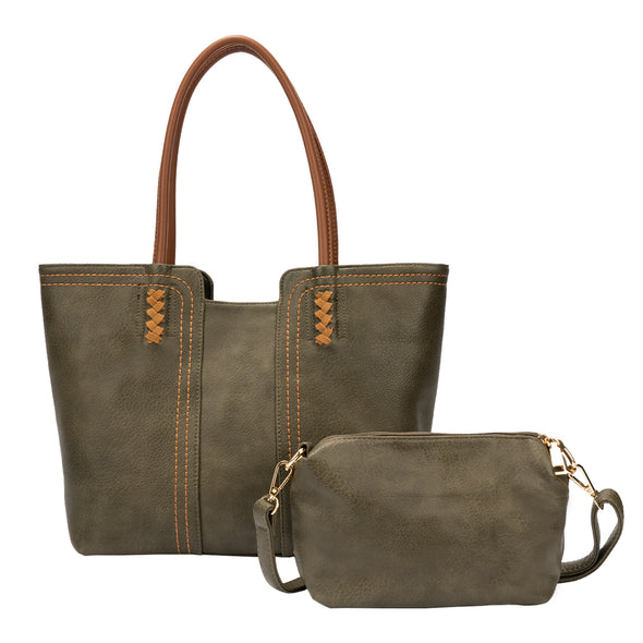 Lavawa Soft Pebbled Leather Tote Bag Crossbody Purse 2pcs Set