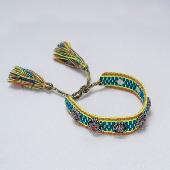 Handmade Braided Concho Adjustable Tassel Bracelet Gift