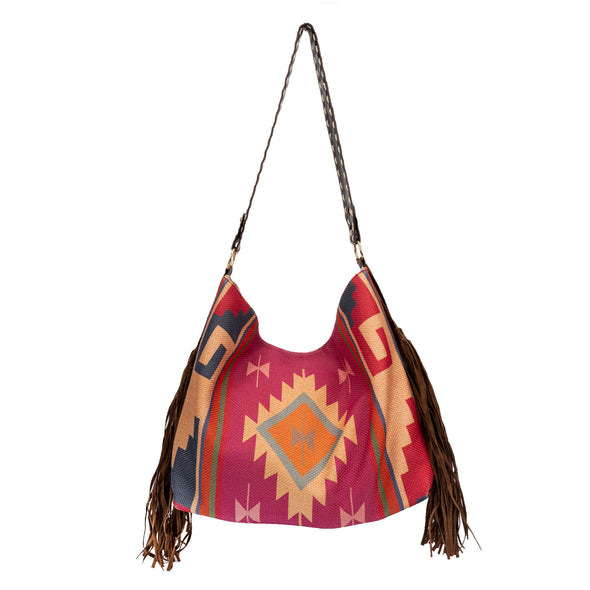 Lavawa Navajo Pattern Bohemian Boho Fringes Western Hobo Bag