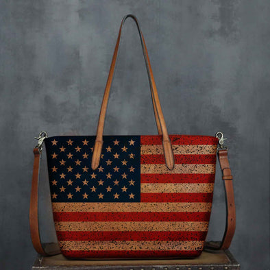 Patriotic American Flag Retro Tote Crossbody Handbag Purse