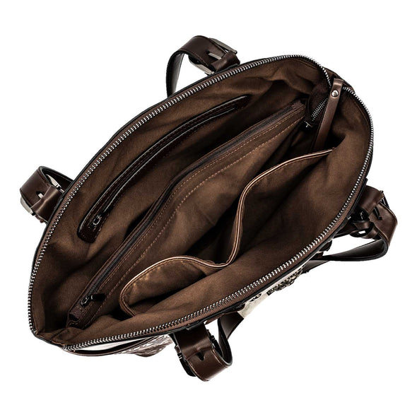 Lavawa Concealed Carry Studs Stitch Fringe Embossed Tote Handbag Purse