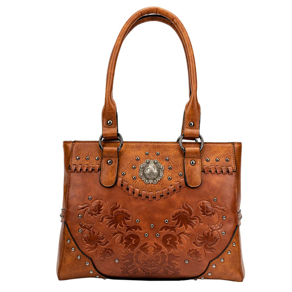 Lavawa Concealed Carry Embossed Concho Studs Tote Handbag Purse
