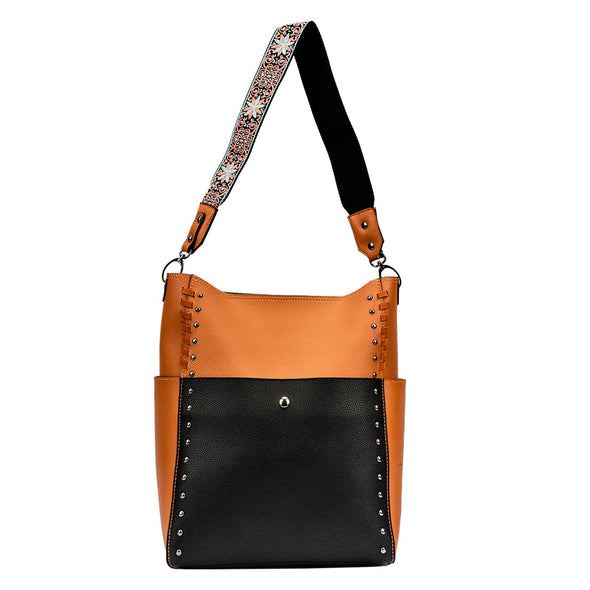 Lavawa Leather Stitch Studs Wallet Crossbody Bag Shoulder Handbag Purse Set 2pcs