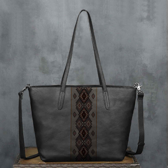 Vintage Tribal Print Tote Crossbody Handbag Purse