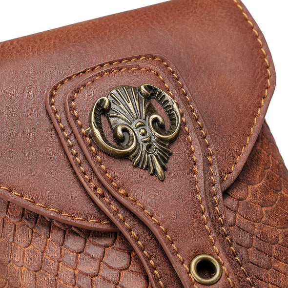 Western Leather Crocodile Pattern Crossbody Bag Handbag Shoulder Bag Purse