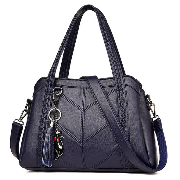 Leather Stitch Tassel Braided Handbag Crossbody Bag Shoulder Bag Purse
