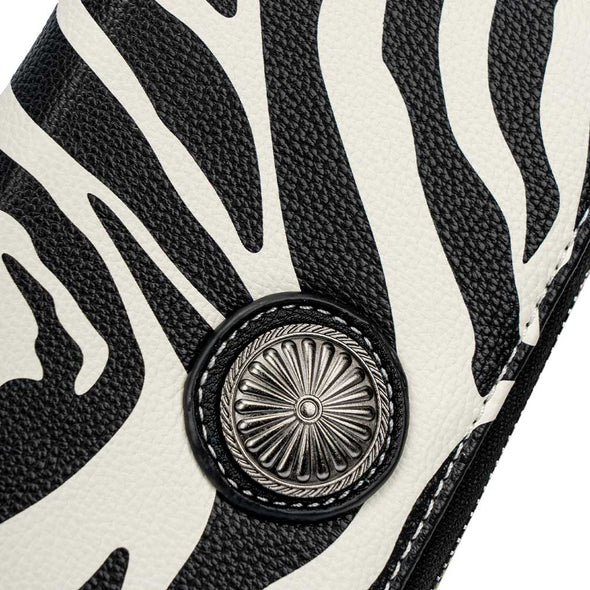 Lavawa Zebra Print Concho Wristlet Wallet Purse