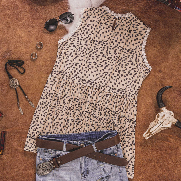 Lavawa Summer Racer Vest Leopard Print Sleeveless Bottoming Top Shirts Women's Clothing