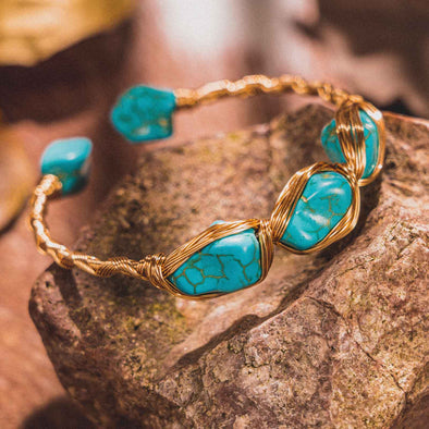 Handmade Turquoise Winding Cuff Bracelet