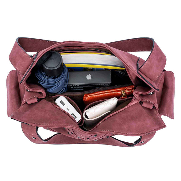 Lavawa Concealed Carry Studs Patchwork Tote Hobo Handbag Shoulder Bag Purse